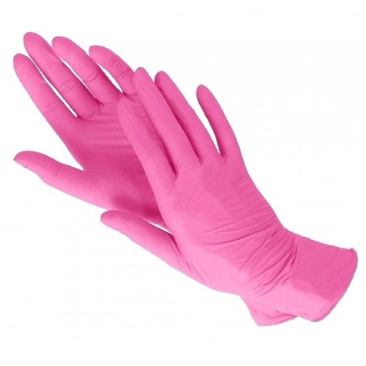 Перчатки нитриловые Benovy розовые (50 пар/уп) (S)